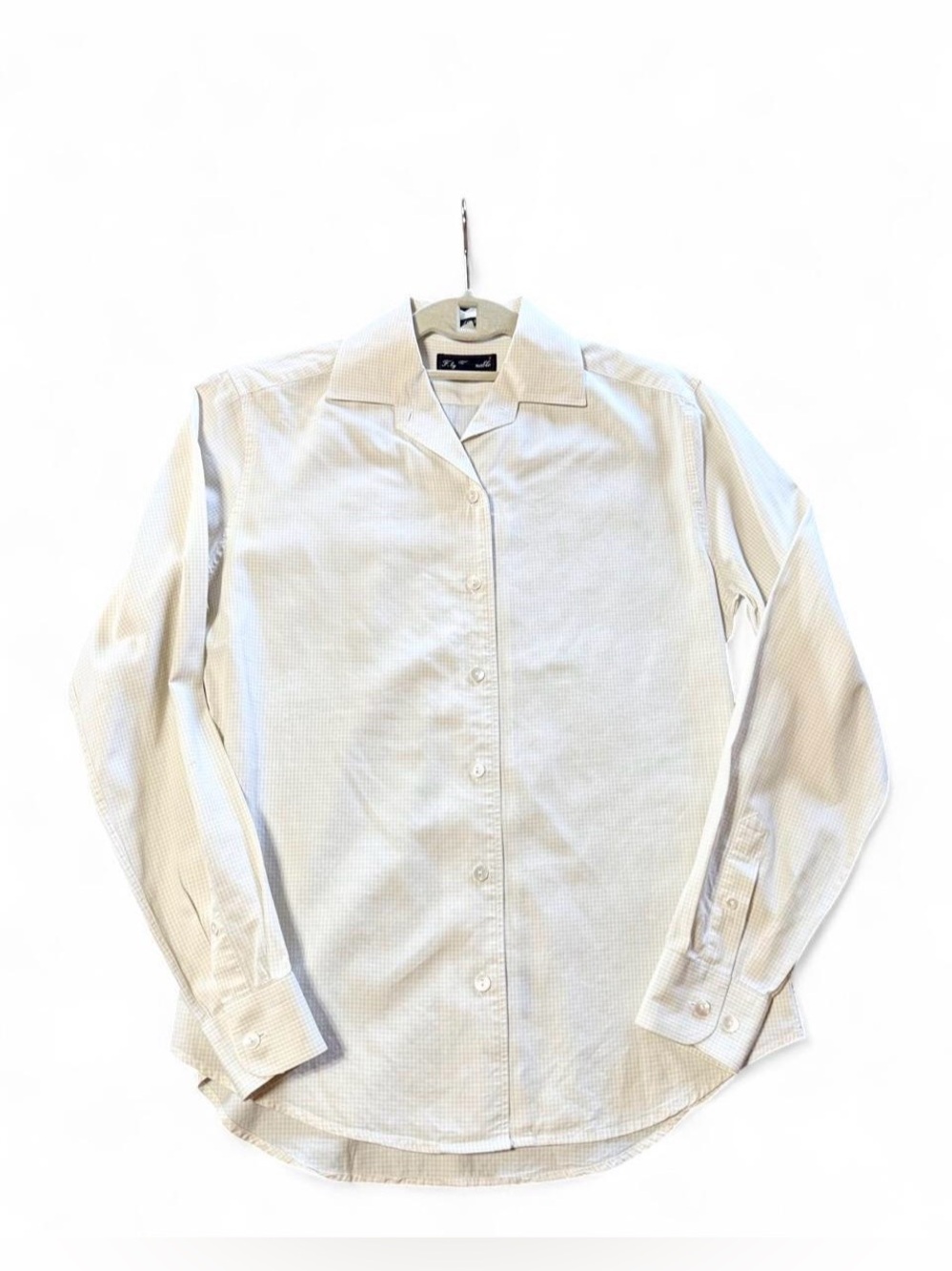 F. by Faconnable Pale Yellow & White Plaid Button Up Blouse Sz S